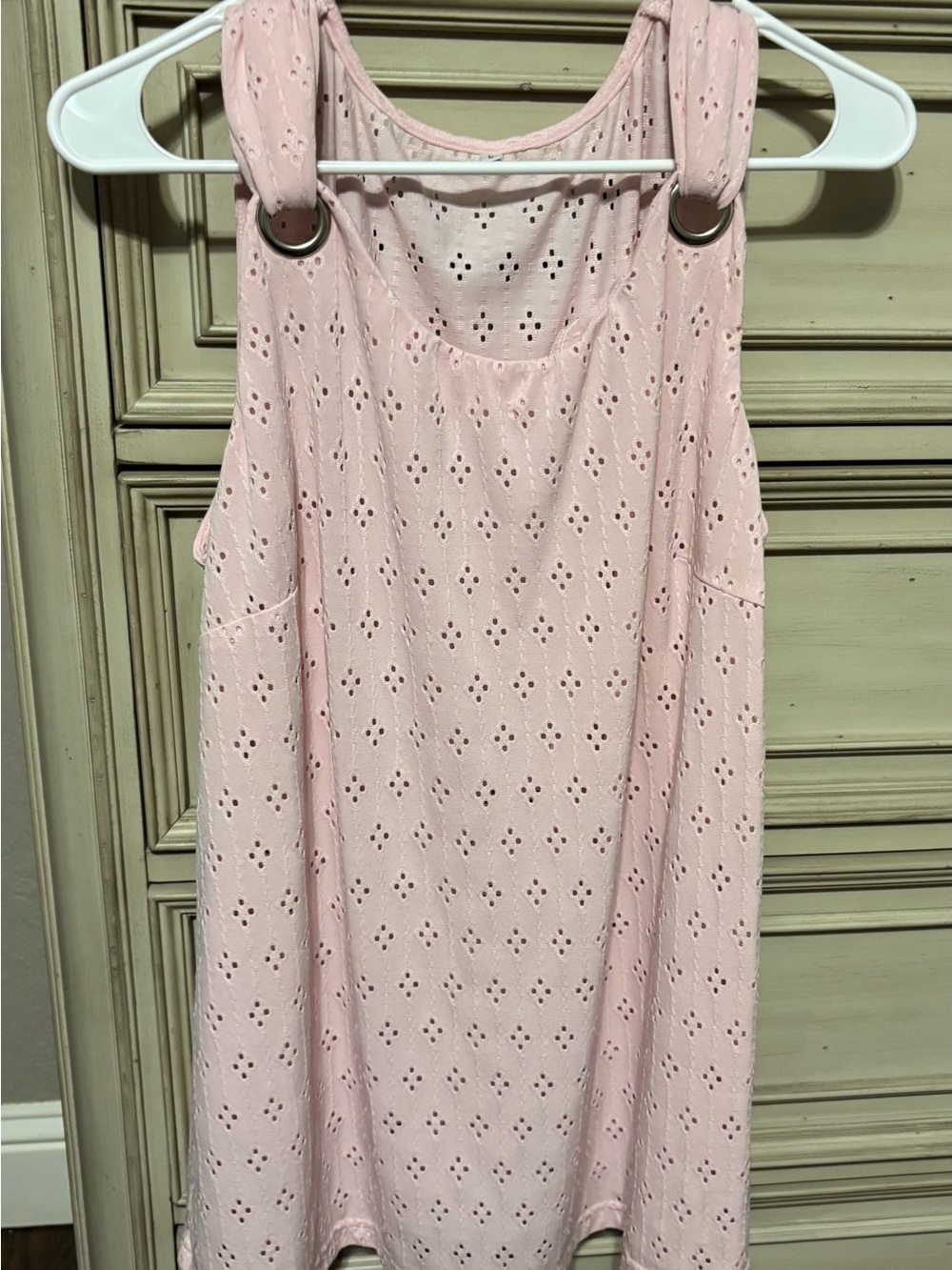 Women’s Pink Eyelet Tank with Ring-Detail Straps